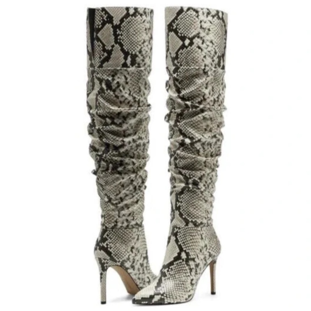 Vince Camuto Kentelli Ruched Over The Knee Snake Boot Size 6.5M/ 37